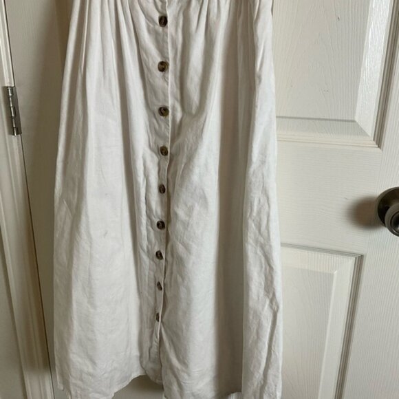 H&M White Linen Blend Buttons Dress Midi size small - Picture 5 of 9